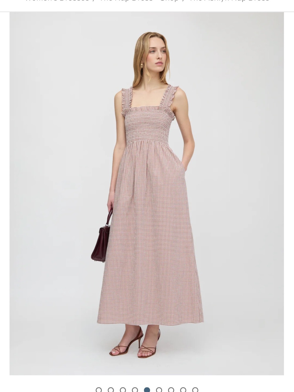 Hill house home The Ashlyn Nap Dress Cognac gingham cotton midi